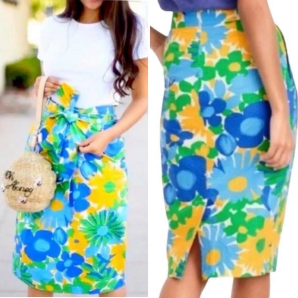 J. Crew Puckered Morning Floral Midi Skirt Size 8